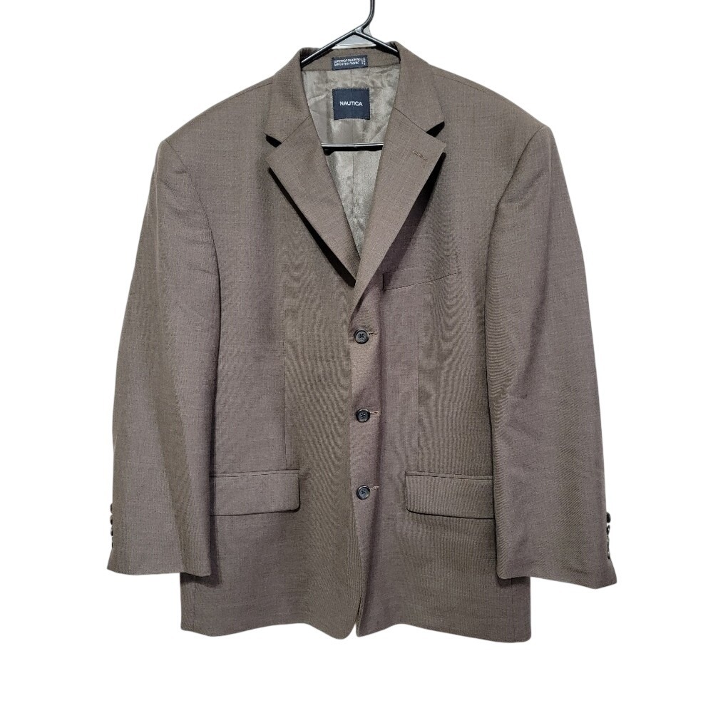 Nautica‎ Mens 48R Brown 100% Wool 3-Button Sport Coat Blazer N652